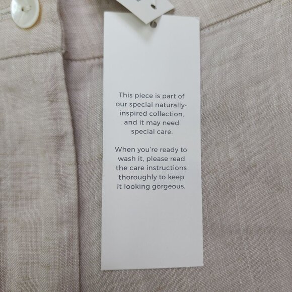 Chicos Natural Linen Slim Leg Pants Beige 3.5R Mid-Rise Tapered Ankle 26" Inseam - Picture 6 of 16
